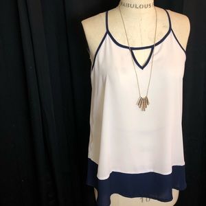 Blue and White Blouse